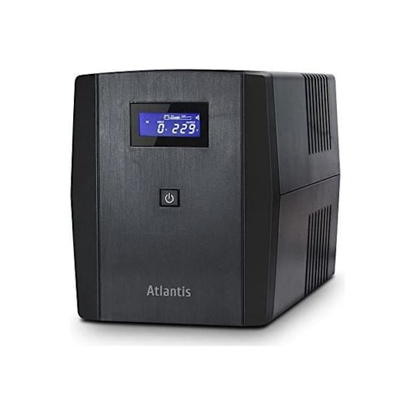 Atlantis OnePower 1200, UPS Line Interactive 1200VA-700W, AVR, PseudoSinusoidal Wave, 3 IEC-uttag + 2 Schuko-uttag, 2 batterier 12 Svart