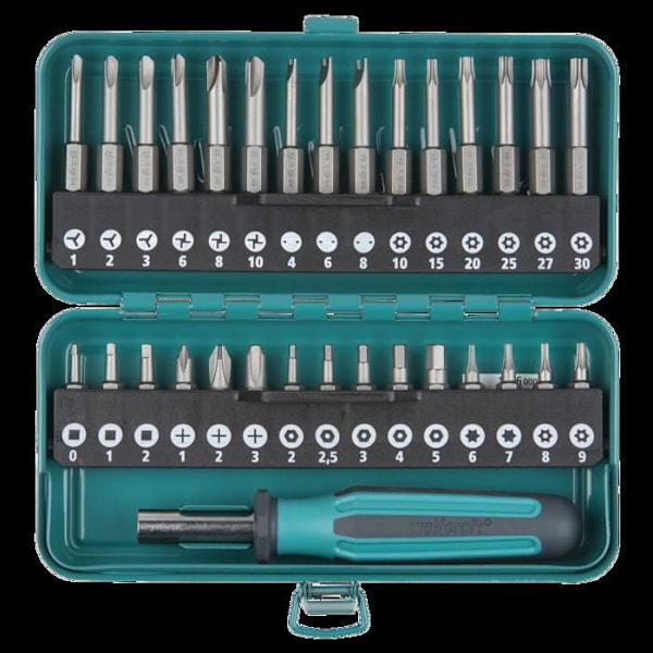Säkerhetsskruvmejselbitssats - WOLFCRAFT - 1386000 - Torxbits - Längd 25 eller 50 mm Grå och blå