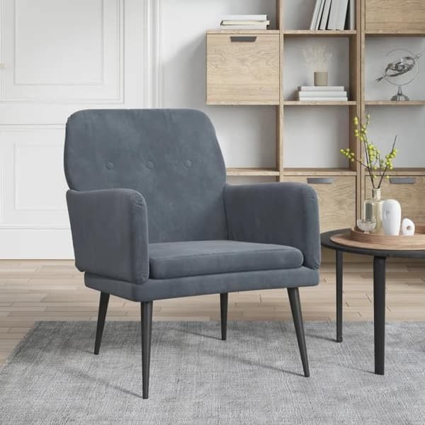 vidaXL Mörkgrå Fåtölj 62x79x79 cm Sammet 351405 mörkgrå