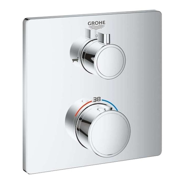 Inbyggd bad-duschblandare - GROHE - 24080000 - Krom - Metall - Väggmonterad Krom