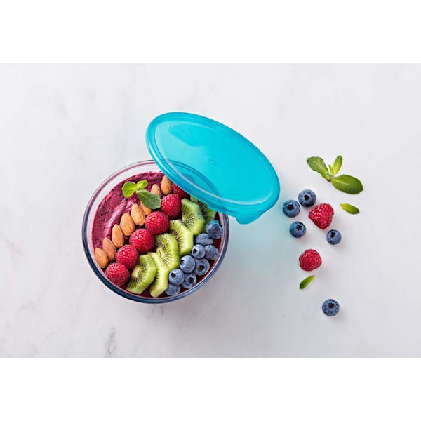 Pyrex (R) - Prep - Store - Set med 3 resistenta glasskålar med lock (0,5L - 1L - 2L) - BPA-fri