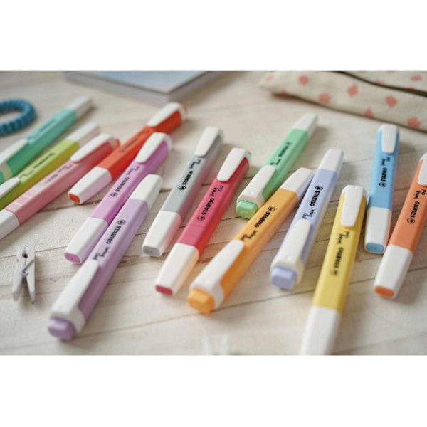 Surlighnare - STABILO - Swing cool - Pastellrosa - Avfasad spets 1-4 mm - Vattenbaserat bläck pastellrosa