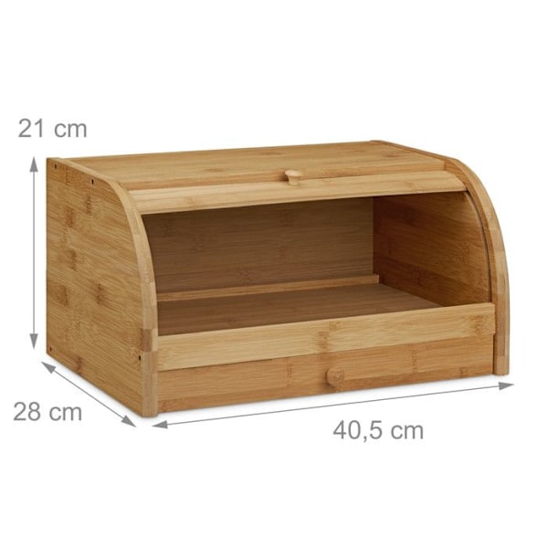 Relaxdays Brödbox, knivlåda brödkassa i bambu trä lock HxlxB: 21 x 40,5 x 28 cm, naturnyans ljusbrun