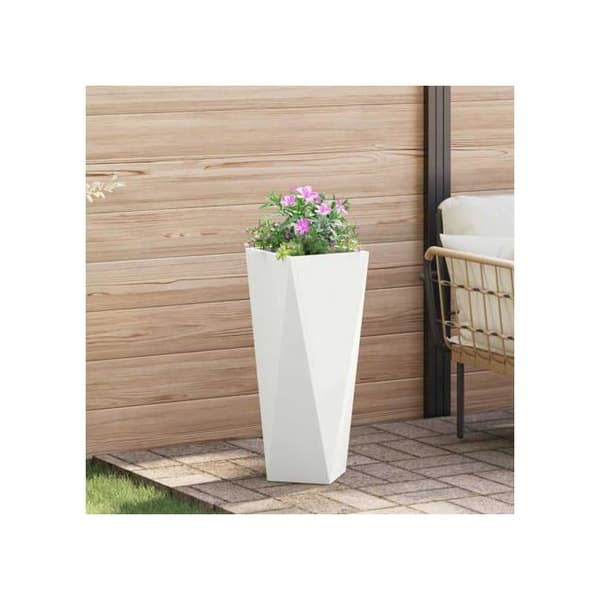 Stålkruka - vidaXL - Vit - 30x30x75 cm - Robust - Utomhusbruk - Montering krävs