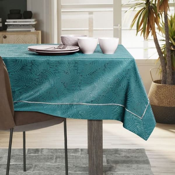 Bordduk - Gaia - 110x160 cm - Mörkblå - Fläckavvisande polyester, glänsande effekt Marin