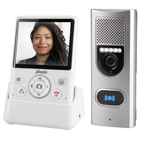 Alecto ADI-250 - Intercom dörrklocka med kamera och 3,5" färgskärm, vit/silver Vit-Silver