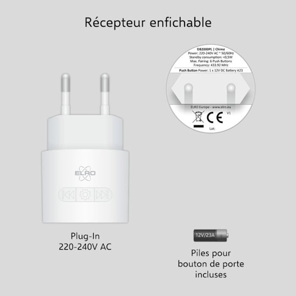 Sonnette - klockspel - kit för dörrklocka Elro - DB2000