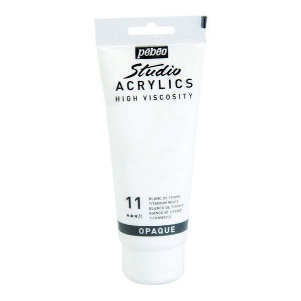 Akrylfärg - Pébéo - Studio - Titanvit - 100 ml - Satin Vit