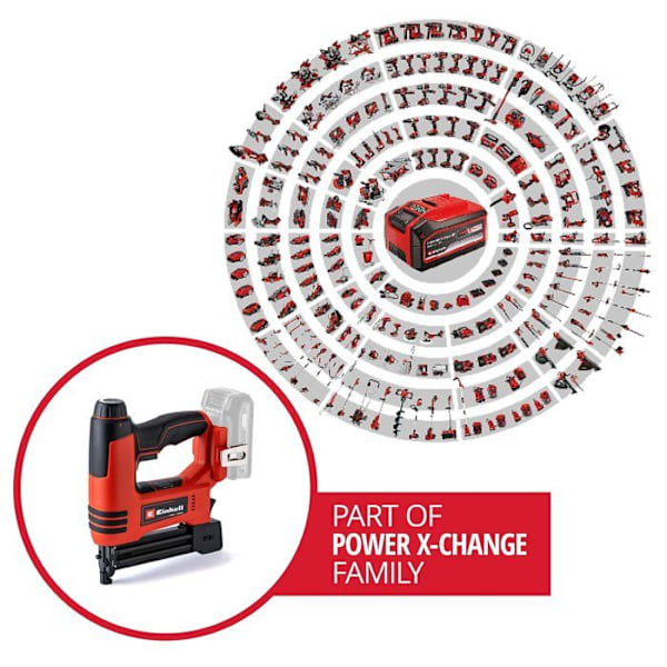 Einhell Trådlös häftapparat TE-CN 18 Li-Solo Power X-Change (18V, med 300 spikar och 300 häftklamrar) Levereras utan batteri eller laddare.