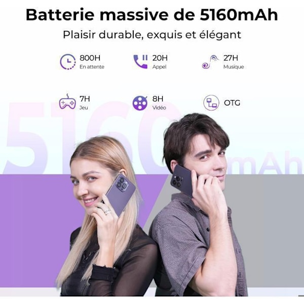 Billigt Smartphone HOTWAV Note 13 Pro - Presenter för Mors Dag/Fars Dag - 6.6'' HD+ 5160mAh 8+256Go 50MP Mobiltelefon NFC - Lila Lila