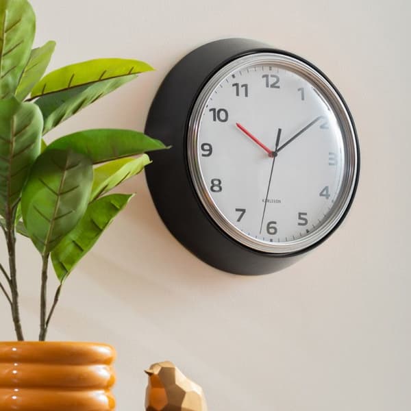 Väggklocka Modern Retro D34cm - Present Time - Svart - Svart