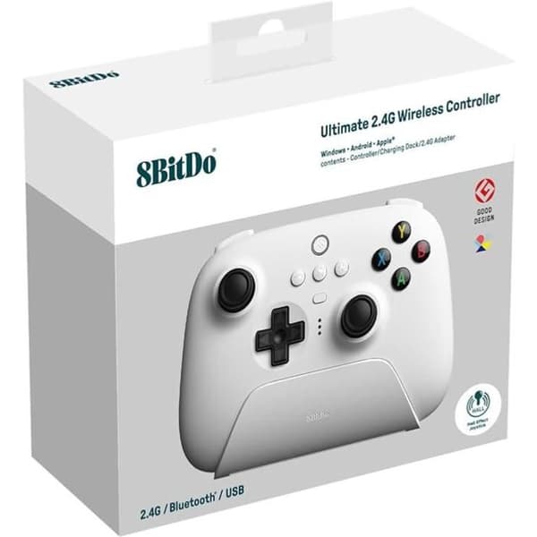 8BitDo Ultimate 2.4G Trådlös HALL EFFEKT - Vit Edition Vit