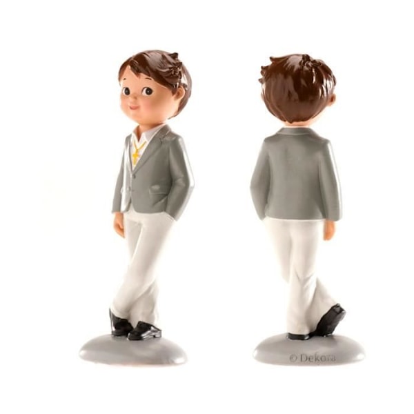 Figurine i resin - Kommunion - Nico - 15 cm - Grå - Silver - Pojke Silvergrå