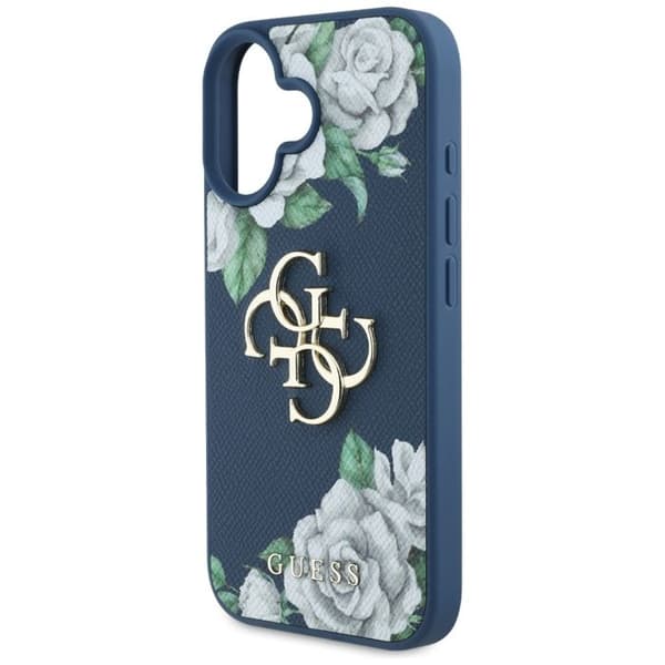 Coque Guess Hardcase 4G Grained Roses Big Logo för iPhone 16 - Blå Blå