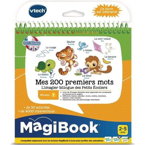 Magibook Interactive Book - VTECH - Mina första 200 franska/engelska ord - Nivå 1 - Orange Flerfärgad