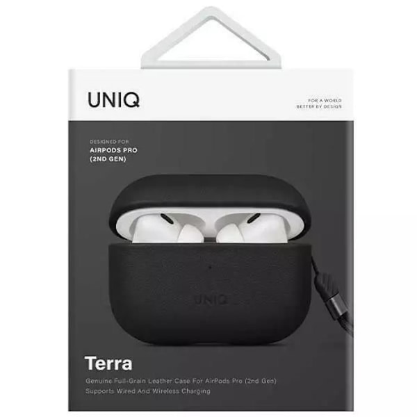 Skyddsfodral för UNIQ Terrado AirPods Pro 2:a generationen i svart läder svart