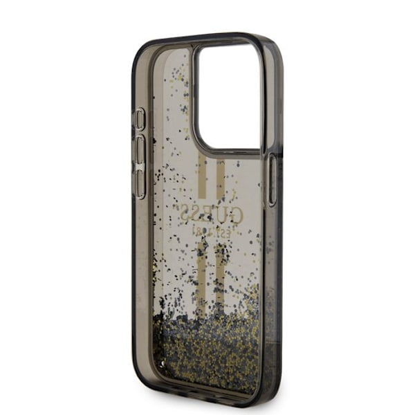 iPhone 15 Pro Max Fodral - Guess Liquid Glitter Gold Stripes (GUHCP15XLFCFCSEGK) - Svart
