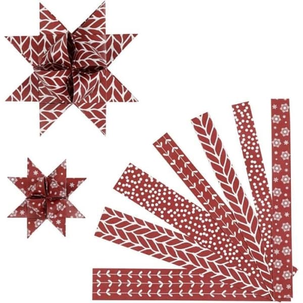 Pappersstjärna skaparkit - Röd - 6,5 och 11,5 cm - 60 st