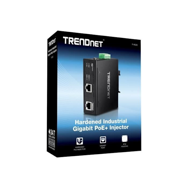 TRENDNET TI-IG30 POE-injektor - 1 10/100/1000Base-T-ingångsport(ar) - 1 10/100/1000Base-T-utgång(ar) - 36 W - Skenmonterbar
