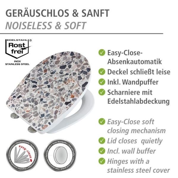 Toalettsits - WENKO - Terrazzo - Flerfärgad - Termoplast - Oklippbar Flerfärgad