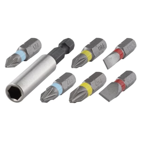 WOLFCRAFT Blister med 6 standardbits + 1 bitsfäste