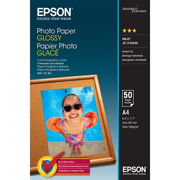 Glansigt fotopapper - EPSON - A4 - 200 g/m² - 50 ark