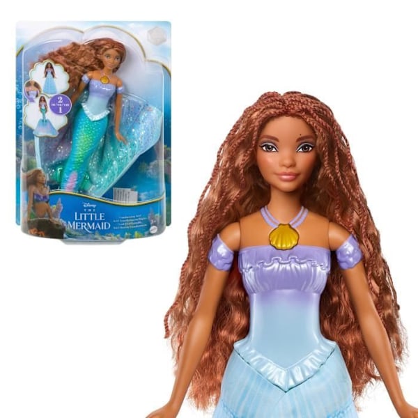 Disney-Den lilla sjöjungfrun-Ariel Transformable Human and Mermaid Doll HLX13 Flerfärgad