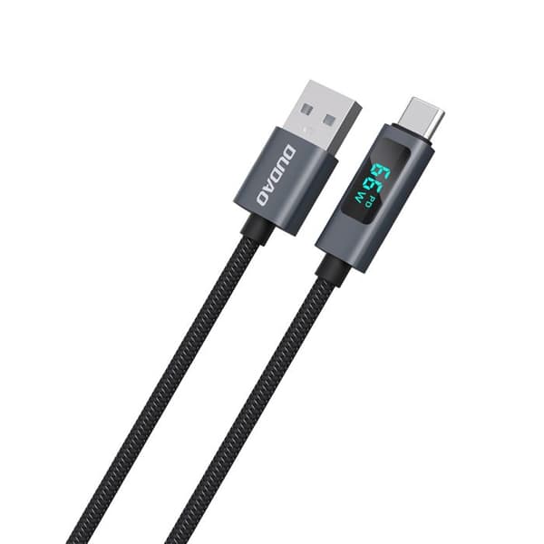 USB-kabel - DUDAO - L7T - USB-A/USB-C 66 W - LED-display - Flätad hylsa 1 m