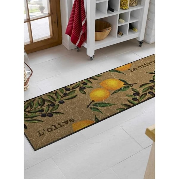 Dörrmatta - 60x180 cm - LE CITRON TX Brun - Polyamid - Tvättbar i 30° - EN KÄRLEK TILL MATTOR kastanj