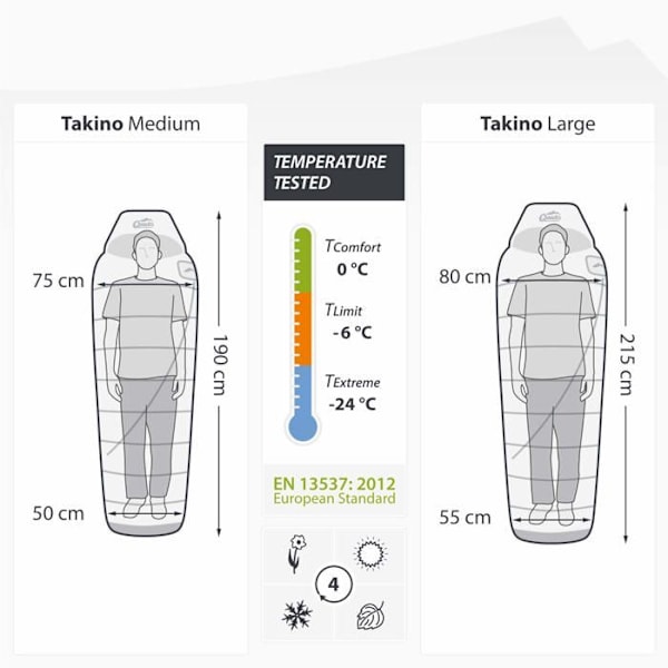 Sovsäck - Qeedo dun - Z3455 - Takino dun sovsäck (2 storlekar: M - L) - 4 säsonger, varm, liten - lätt