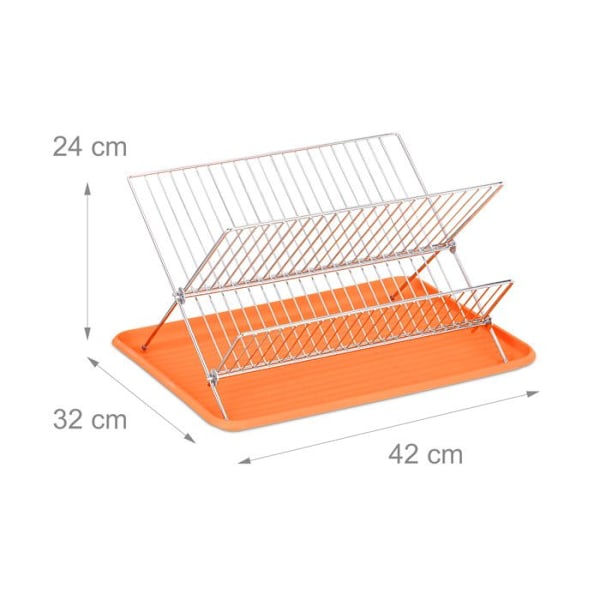 Relaxdays Metallisk diskställ (järn) för disk, hopfällbart stativ, med plastfat, praktiskt, orange orange, silver