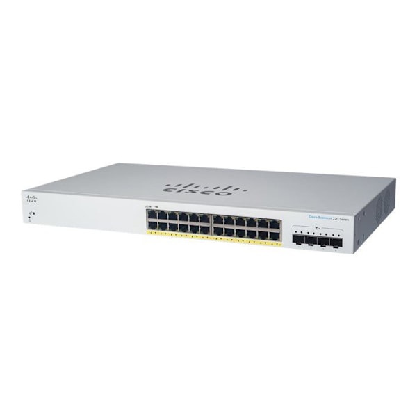 Switch - Cisco - CBS220-24FP-4G-EU - 24 portar GE - PoE+ 382W - 4x1G SFP Vit