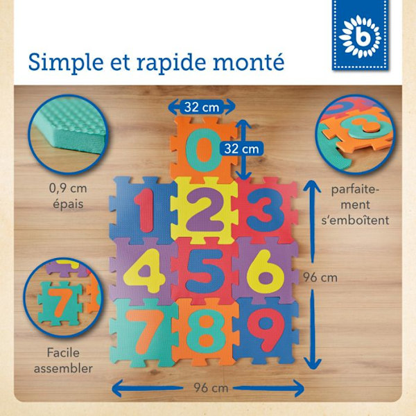 Bieco Babypusselmatta | 26 stycken | Lekmatta Babymatta Pussel Babygolvmatta Babylekmatta Pussel Skummatta Flerfärgad