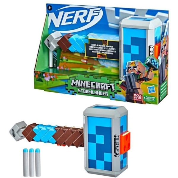 Nerf Minecraft - HASBRO - Stormlander Dart Throwing Hammer - 3 Dart Kapacitet