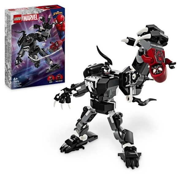 LEGO® 76276 Marvel Venom vs. Miles Morales Robotrustning, byggleksak med minifigurer Svart vit