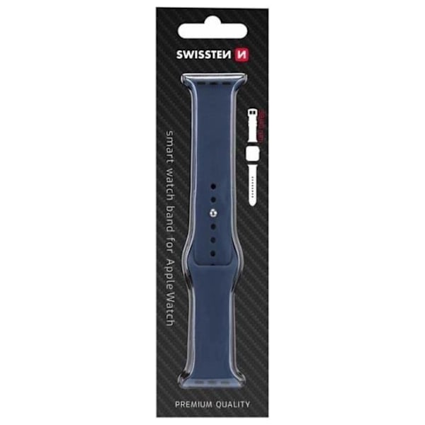 Swissten silikonrem, kompatibel med Apple Watch 38 och 40 mm - Marinblå