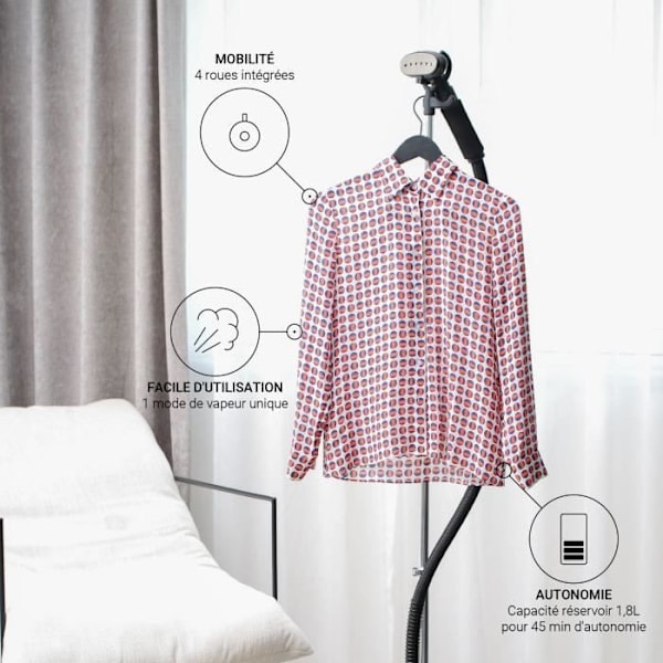 STEAMONE vertikal ångbåt - H18B - 1800 W - 40g/min - 1,8L Skinande svart