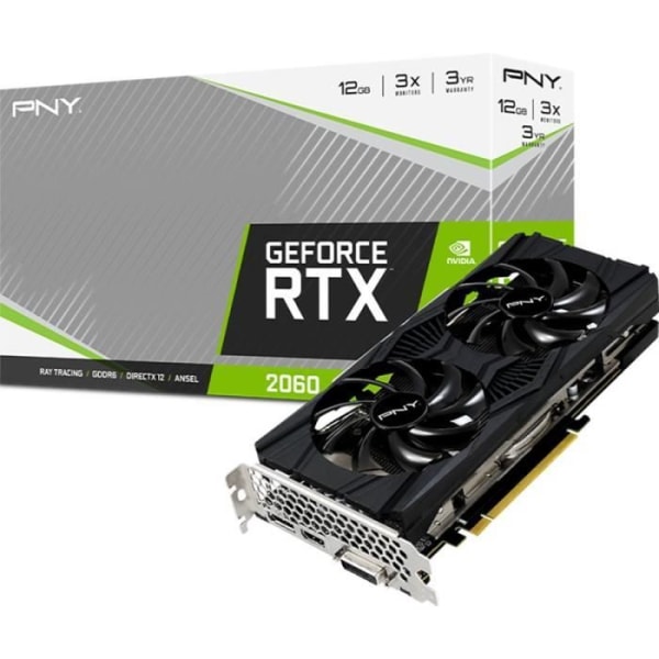 Grafikkort - PNY - GEFORCE RTX2060 - 12 GB - GDDR6 - PCIE 3.0 - HDMI / DP / DVI-D (VCG206012DFPPB)