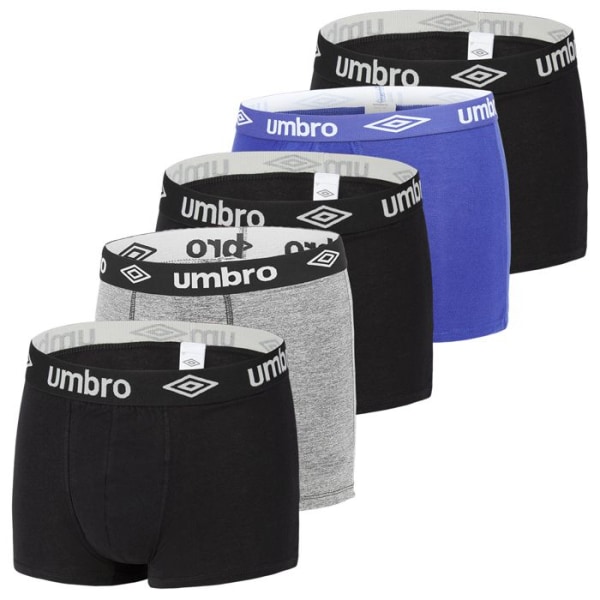 Umbro herrboxershorts 100 % bomull, hypoallergena, mjuka och naturliga herrtrosor, (pack om 5) - svart, blå, grå Svart XXL