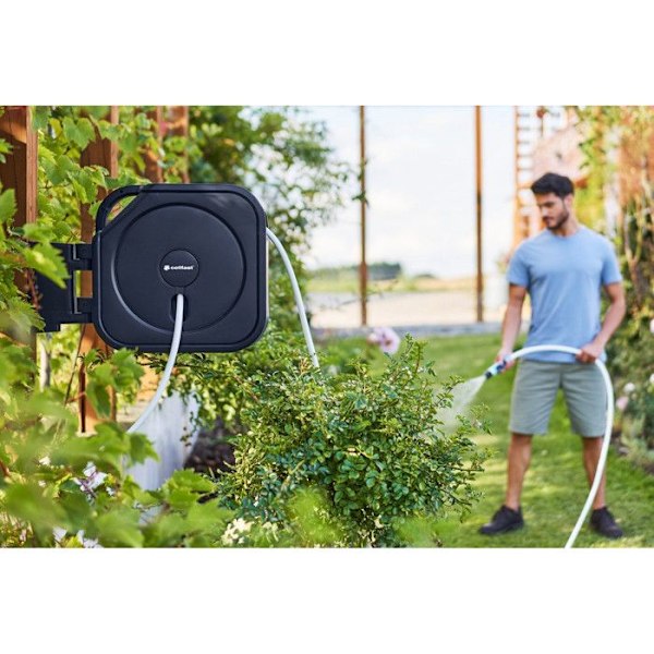 Cellfast automatisk rulle, 30m 1/2'' slang, sprinkler, kopplingar, ERGO XL Gråblå