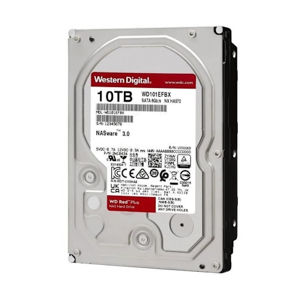 WD Red™ Plus - NAS intern hårddisk - 10TB - 7200 rpm - 3,5" (WD101EFBX)
