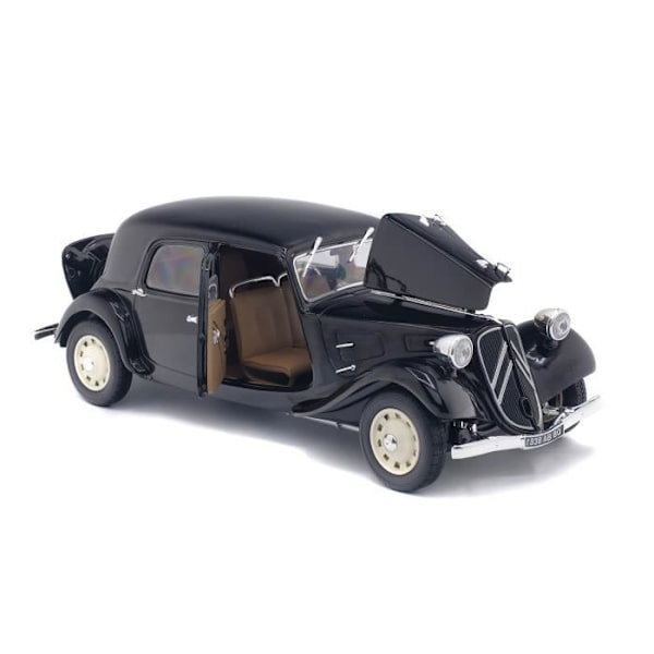 Samlarbil SOLIDO - Citroën Traction 11 Cv Blach 1937 - Vit - 1/18:e i metall Svart