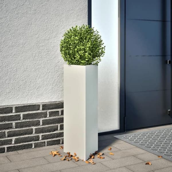 vidaXL Triangulär vit kruka 30x26x75 cm stål 851145