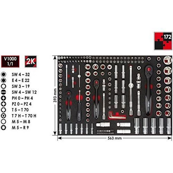 Vigor Verktygset för 1/4" 6,3 mm, 3/8" 10 mm och 1/2" 12,5 mm, 1 styck, v4188