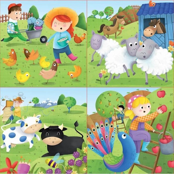 Farm Animals Progressive Puzzle - EDUCA - 4 pussel med 6 till 16 bitar - För barn från 0 månader och uppåt