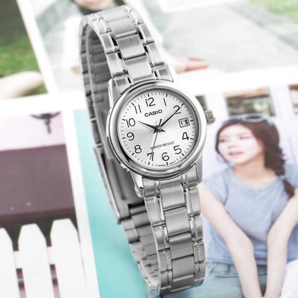 Klocka - Casio - LTP-V002D-7B - Stål - Kvarts - Analog Silver