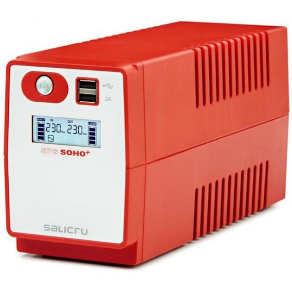SALICRU SPS SOHO+ SPS 500 SOHO+ inverter - AC 230 V - 300 Watt - 500 VA - USB - 2 utgångskontakter