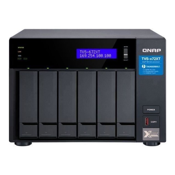 QNAP TVS-672XT 6-bay NAS Server SATA 6Gb-s RAID 0, 1, 5, 6, 10, 50, JBOD RAM 8GB Gigabit Ethernet - 10 Gigabit Ethernet -...