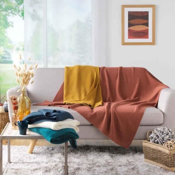 Pläd - INRETS MYS - Trikå - 125x150cm - Blå - Rektangulär Blå