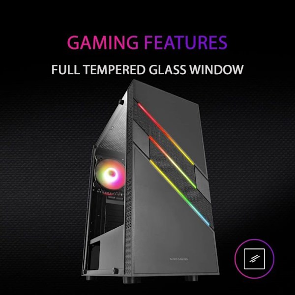 Mars Gaming MC-U3 RGB Mid-Tower E-ATX PC-fodral med glaspanel - svart - TU
